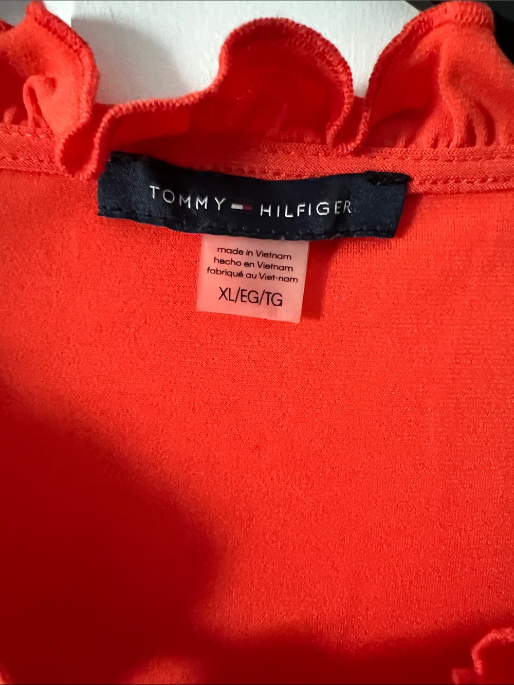 Tommy Hilfiger Orange Flutter Sleeve Ruffled Tie-Neck Women's Top Suze XL - Picture 3 of 9